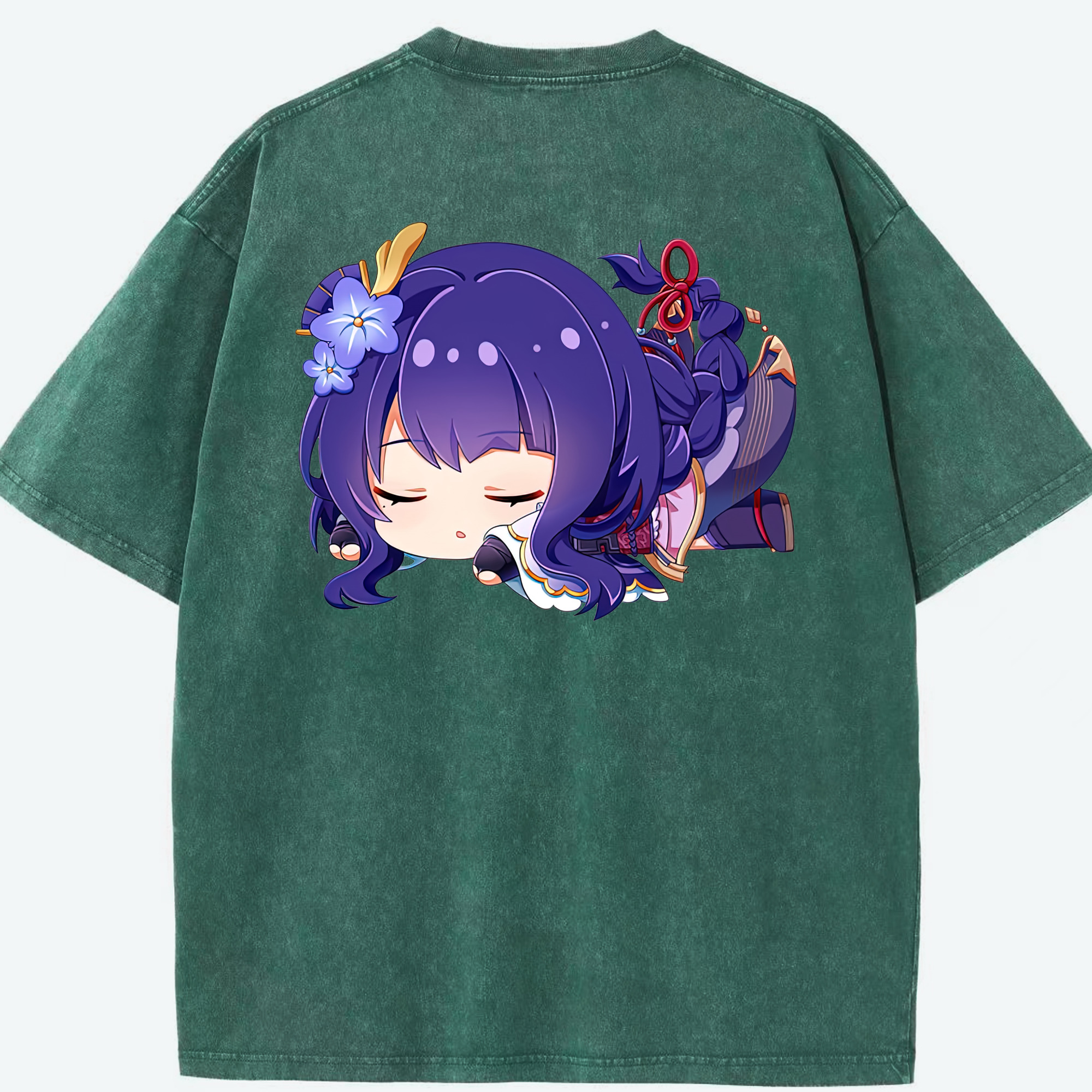 げんし神 雷電将軍 らいでんしょうぐん genshin Raiden Shogun 綿100% ヴィンテージ風 半袖Tシャツ（背面プリント）